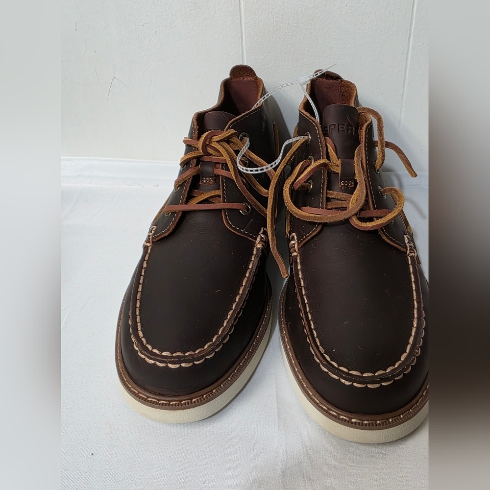 Sperry Authentic Original Chukka Boots Mens Size 11 Dark Beige Leather New - Picture 10 of 10